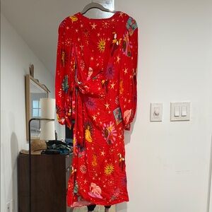 Farm Rio Vibrant Red Patterned Dress